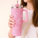 THIRSTEE Glitter Tumbler with Straw and Handle – 40 oz Sparkly Pink Stainless Steel Travel Mug, Leakproof, Insulated Cup for Coffee, Water, Cold & Hot Drinks (Baby Pink) - Image 3