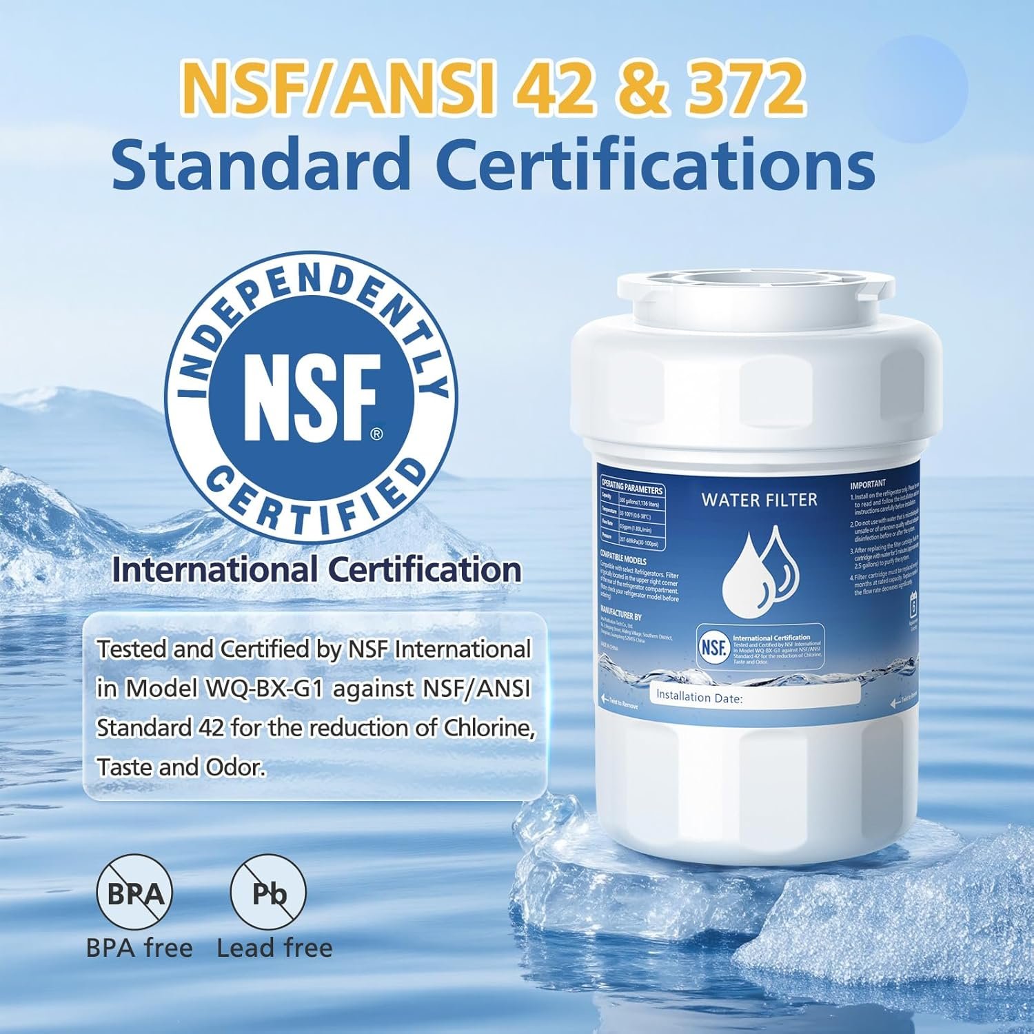 MWF Water Filter Compatible with GE® MWF®, SmartWater MWFP, MWFA, MWFINT, GWF, GWFA, HDX FMG-1, Kenmore® 9991, High Efficiency Filtration and Every 6 Months Value, NSF Certified, 4 Pack - Image 3