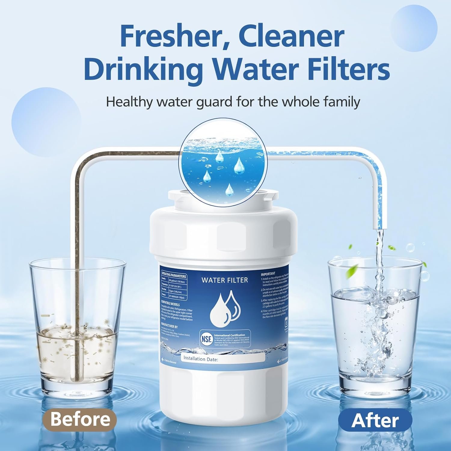 MWF Water Filter Compatible with GE® MWF®, SmartWater MWFP, MWFA, MWFINT, GWF, GWFA, HDX FMG-1, Kenmore® 9991, High Efficiency Filtration and Every 6 Months Value, NSF Certified, 4 Pack - Image 9