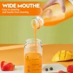 SIEROZUR Glass Juice Bottles 12 oz-2 Pack Leak Proof Wide Mouth Water Bottle with Stainless Steel Lid & Sleeve - for Juicing, Smoothies, Infused Water, Beverage Storage, Eco-Friendly Borosilicate - Image 4