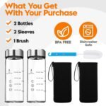 SIEROZUR Glass Juice Bottles 12 oz-2 Pack Leak Proof Wide Mouth Water Bottle with Stainless Steel Lid & Sleeve - for Juicing, Smoothies, Infused Water, Beverage Storage, Eco-Friendly Borosilicate - Image 5