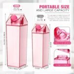 Remerry 3 Pcs Milk Carton Water Bottle Square Plastic Coffee Portable Reusable Milk Carton Cup Leakproof Juice Bottle - Image 3