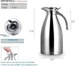 Bonnoces 68 Oz Stainless Steel Thermal Carafe - Double Walled Vacuum Insualted Thermos/Carafe with Lid - Coffee/Tea Carafe Heat & Cold Retention - 2 Liter - Image 3