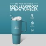Gpeng 30/40/50 oz Tumbler with Handle, Water Bottles with Straw Lid, Insulated Stainless Steel Travel Mug Cup Holder Friendly, Keep Drinks Cold or Hot for Hours (LightBlue, 40 oz) - Image 3