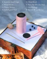 Glass Cups with Lids and Straws, 16oz Stainless Steels Cups, Beer Cups, Iced Coffee Cup, Smoothie Cup, Sublimation Tumbler, Cyan (Smooth Polished Finish, Sublimatable) - Image 3