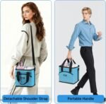 Drink Carriers 4 Cup with Handle​​ - Insulated Reusable Leakproof Tumbler Bag for Delivery & Car, Portable Folding Caddy with Adjustable Dividers & Straw/Lid Organizer, Blue - Image 4