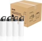 PYD Life 4 Pack Sublimation Tumblers Blanks Cups White 20 OZ Skinny Straight Sports Water Bottles Mugs with Portable Sippy Up Lid with Straw,for Tumbler Heat Press - Image 9