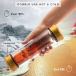 Tea Infuser Bottle Leakproof Double Wall Glass Travel Tea Mug with Stainless Steel Filter - BPA Free Tea Tumbler + Strainer for Loose Leaf Tea - Image 5