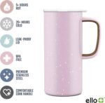 Ello Campy 18oz Stainless Steel Travel Mug with Handle and Leak Proof Lid | Vacuum Insulated Coffee Cup for Hot or Cold Drinks | Reusable, BPA Free | Gift for Coffee Lovers, Pink Satin - Image 3