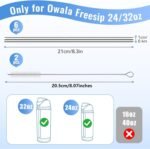 Haundry Metal Straw Replacement for Owala Water Bottle 24 oz 32 oz Accessories, With 2 Straw Cleaner, Reusable Stainless Steel Straws Compatible With Owala Water Bottle - 6pcs - Image 3
