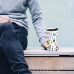 Ceramic Travel Coffee Mug, 12 oz, Portable, Travel Mug with Lid, Double Wall Tall Cup, To Go Tumbler for Car Cup Holder, Splash Resistant Lid, Dishwasher Safe, Gifts for Women Men Her Him (New Day) - Image 4