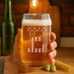 Monogram Beer Glasses for Men (A-Z) 16 oz - Beer Gifts for Men Brother Son Dad Neighbor - Unique Gifts for Him - Personalized Drinking Gift Beer Glass Mugs - Engraved Beer Can Glass (E) - Image 3