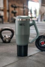 Matte 32 oz tumbler with handle and straw - Leak Proof Tumbler - Insulated Tumblers - Stainless Steel Tumbler - Hot and Cold Drinks (Steep Cliff Gray, 32oz) - Image 7