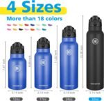 Han's Bottle Sports Water Bottle - 32 Oz, Straw Lid, Leak Proof, Vacuum Insulated Stainless Steel, Double Walled, Thermo Mug,Black - Image 3