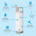 GROSCHE Alpine Flip n' Sip 20 oz Insulated Water Bottle - Stainless Steel, Leakproof Flask with Straw - Perfect for Gym, Travel & Outdoor Use - Keeps Water Cold up to 60 hrs - Cream White - Image 5