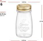 Bormioli Rocco Quattro Stagioni Small Bottles (Set of 6) - 6.75 Oz. Embossed Reusable Glass Jars with Airtight Lid, For Food Prep, Sauces, Gifts & Crafts - Round Bottle Containers, Made in Italy - Image 3
