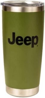 Jeep Text and Grill Powder Coated Camper Mug | Stainless Steel Travel Mug (Green, 20 OZ) - Image 3