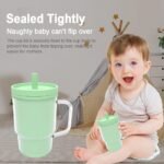 Kids BPA-Free Plastic Tumbler with Spill Resistant Flexible Straw, Easy to Clean, Kids Water Bottle, Great for Travel, Dishwasher Safe, Orange Peach and Watermelon(1 Green &1 Pink) - Image 4