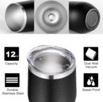 VEGOND Wine Tumblers Bulk 6 Pack, 12oz Stainless Steel Stemless Wine Glass with Lids and Straws, Double Wall Vacuum Insulated Tumbler Cup, Coffee Mug for Cold Hot Drinks - Image 3