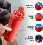 Ice Shaker Insulated Stainless Steel Shaker Bottle | 26oz, Red Color Rush | Cold for 30+ Hours | Insulated Cup with Twist-on Agitator | Odor-Free Bottle for Protein Shakes, Water, Smoothies, Cocktails - Image 3