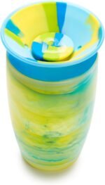 Munchkin Miracle 360 Toddler Sippy Cup, Spill Proof, Includes Sipper and Straw Grow with Me Lids, 10 Ounce, Tropical Swirl, Blue/Multi - Image 3