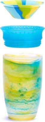 Munchkin Miracle 360 Toddler Sippy Cup, Spill Proof, Includes Sipper and Straw Grow with Me Lids, 10 Ounce, Tropical Swirl, Blue/Multi - Image 4