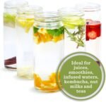 All About Juicing Clear Glass Water Bottles Set - 6 Pack Wide Mouth with Lids for Juice, Smoothies, Beverage Storage - 16 oz, Durable, Reusable, Dishwasher Safe, Leak Proof (Black Caps) - Image 4