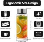 Glass Juice Water Bottles 2 Pack 16 OZ,Wide Mouth Glass Water Bottles with Lids and Sleeve,for Juicing, Smoothies, Milk, Protein, Reusable, Leak Proof, Shaker bottle - Image 3