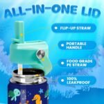 SANDJEST Kids Water Bottle with Straw Lid - 12 Oz Insulated Stainless Steel Ocean Water Bottles for Kid Boys Girls - Travel Cup for School Sports - Image 4