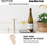 WOTOR Wine Saver Vacuum Pump with 20 Stoppers, Wine Stopper & Preserver, Reusable Bottle Sealer Keeps Fresh, Ideal Accessories Gift, Flat Handle (Cream) - Image 3