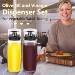 Oil and Vinegar Dispenser 2 Pack, Olive Oil and Vinegar Cruet Dispenser Bottle,Wide Opening(Easy Refilling) with lids, Sealed leakproof, Glass Oil Bottle for Kitchen Cooking, 9.5oz/280ml - Image 3