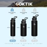 Sports Water Bottle 22oz, Insulated Water Bottle with Handle,Stainless Steel,Simple Modern,Suitable for Travel, School, Boy, Girl(Black) - Image 3