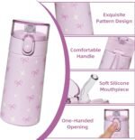 5oz Small Water Bottle with Straw, Gym Water Bottle with 3D Printed Pattern, Insulated Bottle for Hot&cold Drinks,360°leak-Proof for Student, Girl, School, Sports,Travel-Bow - Image 4