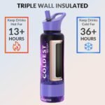 Coldest Insulated Water Bottle with Straw Lid - Stainless Steel Metal Insulated Bottle for Men & Women (Astro Purple, 40 oz) - Image 3