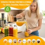 Clear Glass Bottles with Lids 18 oz, Reusable Glass Water Bottles with Stainless Steel Cap for Juicing, Refrigerator,100% Leak Proof, BPA Free, Juice Water Bottle Set of 10 - Image 4