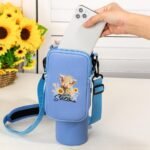 Personalized Water Bottle Carrier Bag with Pouch Gift for Her Tumbler Carrier Water Bottle Holder Drink Carrier Custom Name Water Bottle Sling Bag Sunflower Highland Cow Tumbler Holder - Image 3