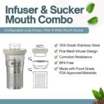 Farasi Tea Infuser Bottle for Loose Leaf Tea Insulated Stainless Steel Water Bottle Tumbler - Coffee, Fruit, Portable Infuser Bottle - Leakproof Built In Handle White Floral 24 oz - Image 3