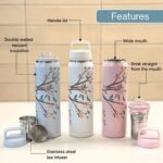 Farasi Tea Infuser Bottle for Loose Leaf Tea Insulated Stainless Steel Water Bottle Tumbler - Coffee, Fruit, Portable Infuser Bottle - Leakproof Built In Handle White Floral 24 oz - Image 4