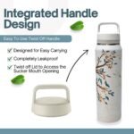 Farasi Tea Infuser Bottle for Loose Leaf Tea Insulated Stainless Steel Water Bottle Tumbler - Coffee, Fruit, Portable Infuser Bottle - Leakproof Built In Handle White Floral 24 oz - Image 6
