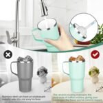 20 oz Insulated Coffee Mug with Ceramic Coating, Stainless Steel Travel Mug Tumbler with Handle Lid and Straw, Double Wall Leak-Proof Coffee Travel Mug Keeps Drink Hot and Cold (Green) - Image 4