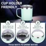 20 oz Insulated Coffee Mug with Ceramic Coating, Stainless Steel Travel Mug Tumbler with Handle Lid and Straw, Double Wall Leak-Proof Coffee Travel Mug Keeps Drink Hot and Cold (Green) - Image 5