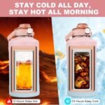 64oz Half Gallon Fruit Infuser Insulated Stainless Steel Water Bottle Jug, 48H Cold & 24H Hot, Large Capacity for Travel Hiking Mountain Climbing Pink-Blue Gradient - Image 3