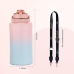 64oz Half Gallon Fruit Infuser Insulated Stainless Steel Water Bottle Jug, 48H Cold & 24H Hot, Large Capacity for Travel Hiking Mountain Climbing Pink-Blue Gradient - Image 5