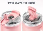 Meoky 32 oz Tumbler with Handle, Insulated Tumbler with Lid and Straw, Stainless Steel Travel Mug, Keeps Cold for 24 Hours, 100% Leak Proof, Fits in Car Cup Holder (Blush) - Image 6