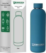 17oz Stainless Steel Insulated Water Bottle – Narrow Mouth Sports Flask, Double Wall Vacuum Travel Flask, Leak-Proof Reusable BPA-Free Cold & Hot Drink Bottle for Gym (Aqua Blue) - Image 2