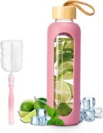 18 OZ Glass Water Bottles, Water Bottle with Time Marker, Leakproof Glass Water Bottles with Silicone Sleeves, Suitable for Offices and Gyms. (pink) - Image 2