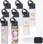18 Oz Sublimation Water Bottle Blanks for Kids, Stainless Steel Double Insulated Sublimation Tumblers, Leak Proof Straw Cup for School, Gifts and Travel, BPA Free (8 Pack) - Image 2