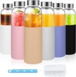 18 oz Clear Glass Juice Bottles with Lids and Silicone Sleeve, Reusable Glass Water Bottles with Stainless Steel Cap for Juicing, Refrigerator,100% Leak Proof, BPA Free, Set of 6 - Image 2