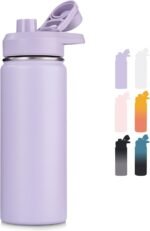18 oz Insulated Water Bottle with Handle, 304 Stainless Steel Water Bottles with Wide Mouth, Double Wall Vacuum Sports Water Bottle, BPA Free, Keep Cold and Hot, Purple - Image 2
