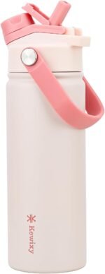 18 oz Insulated Water Bottle with Straw, 2-in-1 Lid, Straw & Spout, Leak Proof, Cup Holder Fit, Stainless Steel with Handle, Reusable, Metal, for Travel, Gym and School (Pale Pink) - Image 2